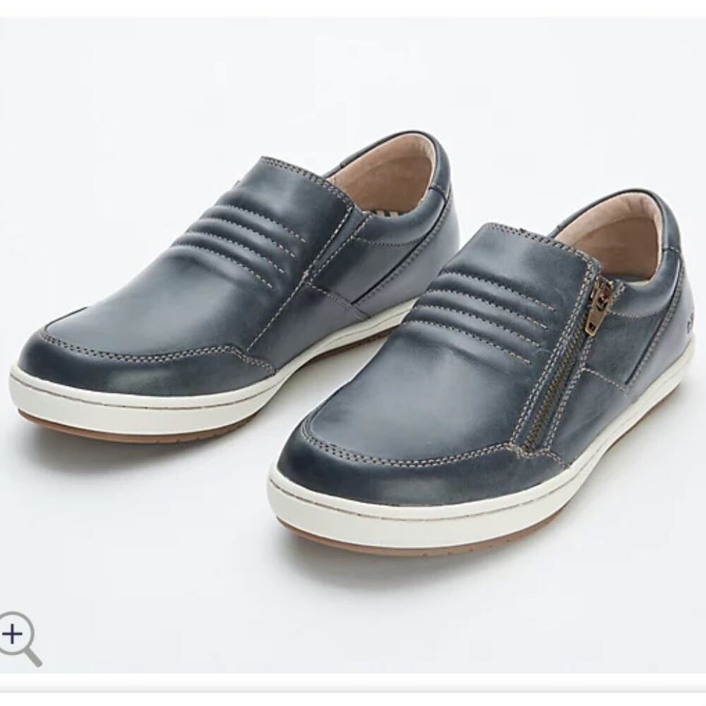 Taos Zipward Slip On Leather Casual Comfort Shoe Dark Gray Womens 10